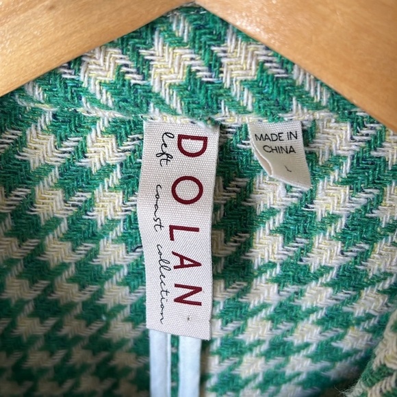 Anthropologie Dolan green and cream cropped houndstooth blazer - Picture 6 of 12